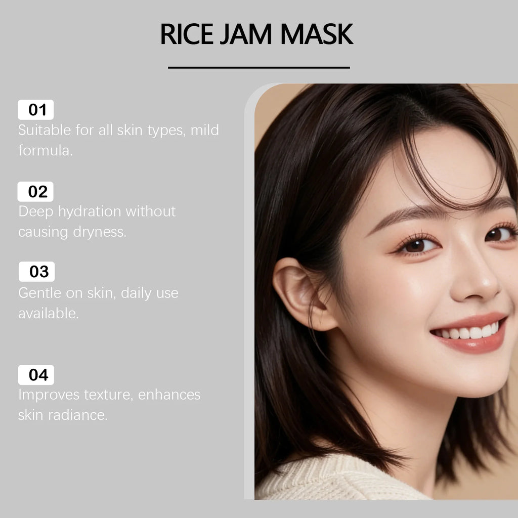 Korean Rice Jam Mask Deep Cleansing & Hydrating Mask Brightening & Firming Treatment for Smooth, Glowing Skin K-Beauty Face Care