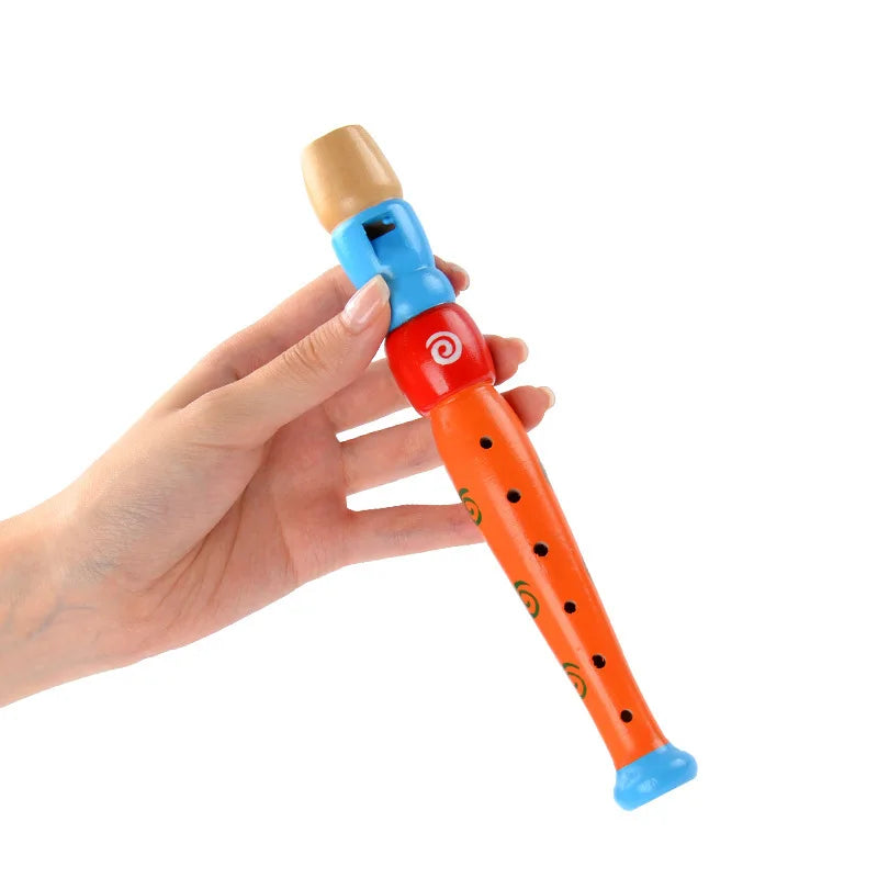 1 Pc Small Wooden Colorful Piccolo Flute for Kids Learning Rhythm Musical Instrument Early Education Music Sound Toys for Kids