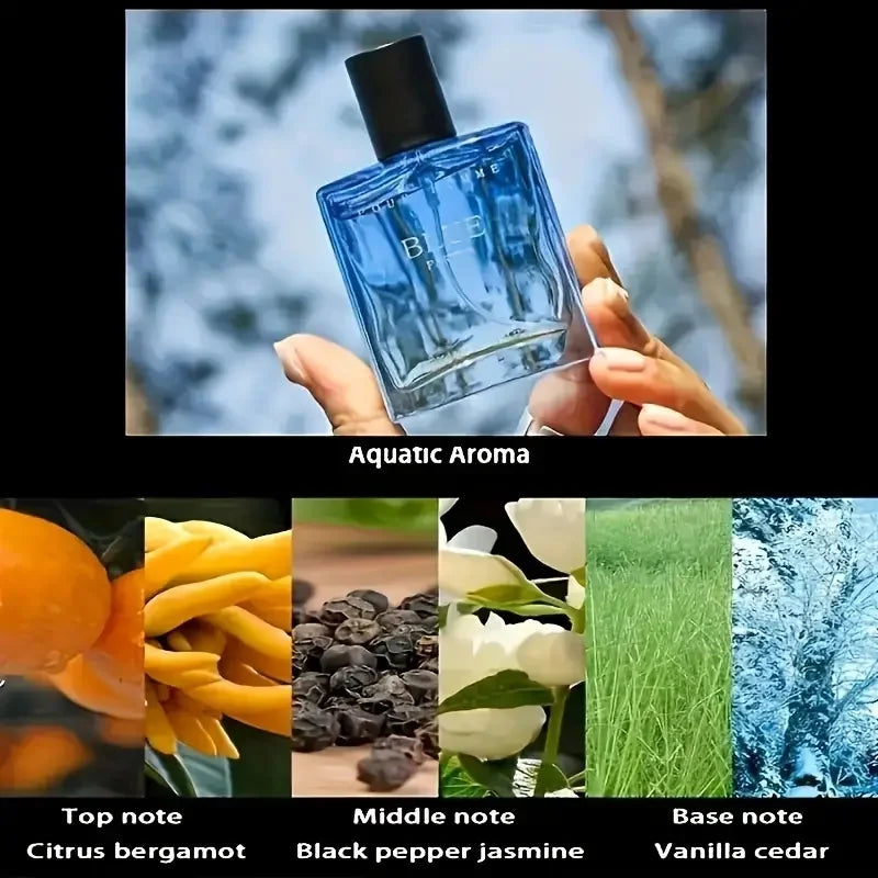 Pure Homme Blue Parfum for Men 30ml Long-lasting Scent Fresh Marine Aquatic Woody Note Cologne Spray Business Male Fragrance