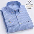 New 100% Cotton Oxford Men Shirts Long Sleeves Plaid Soft Regular Fit Formal Dress Shirt Pocket Social Blouse Male Clothes S-7XL