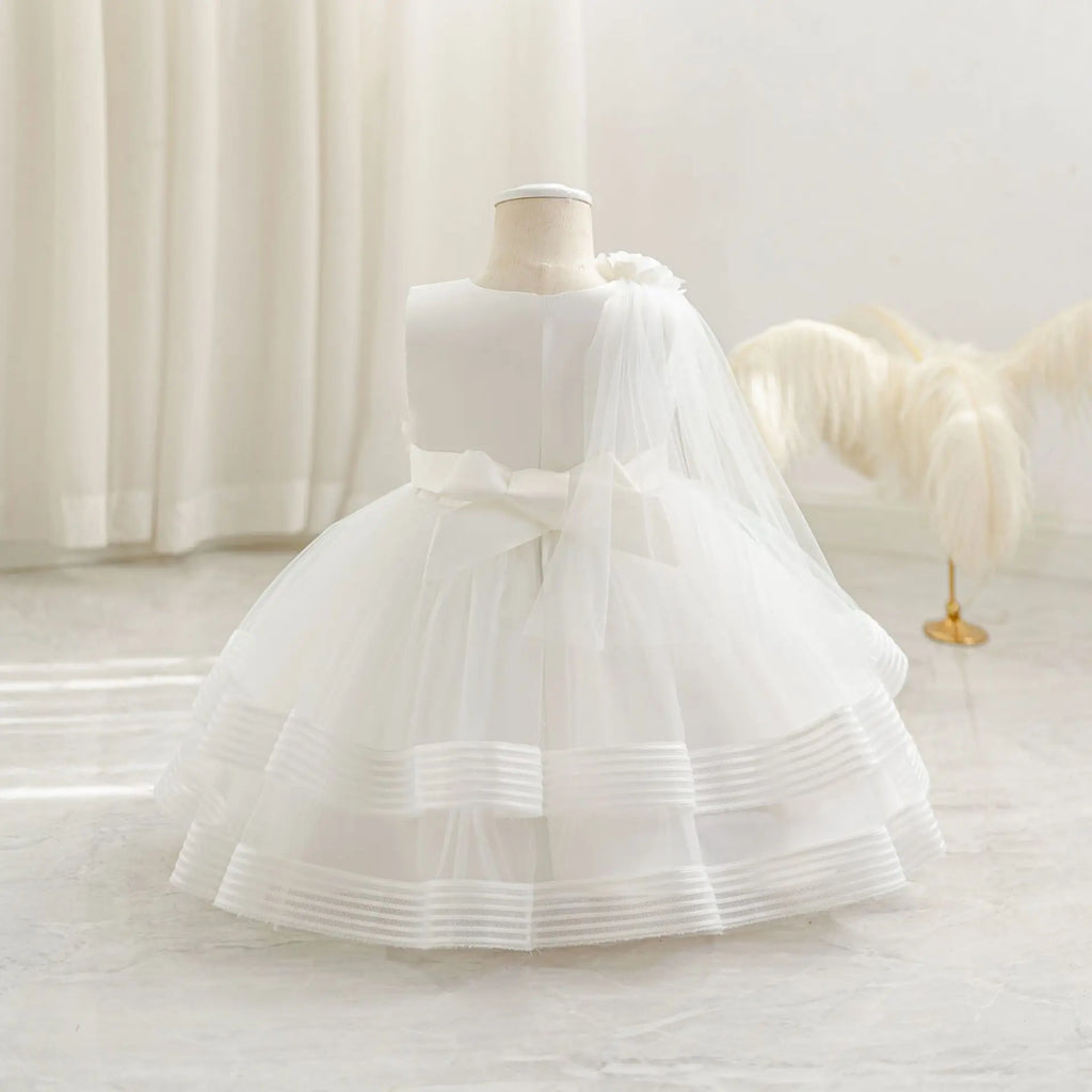 HETISO Flower Wedding Party Dress for Girls Baby Holiday Layered Tulle Ball Gown Toddler Kids Beaded Costume 6M-4 Years