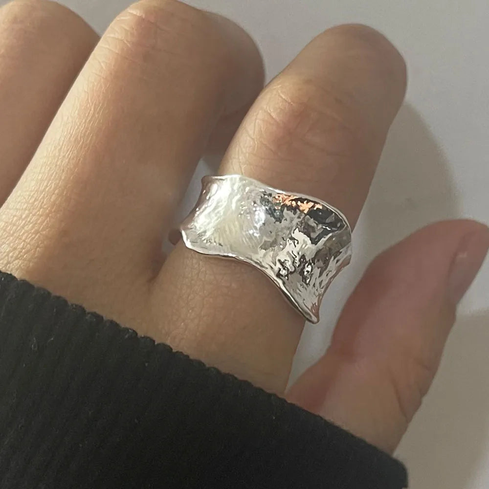 BF CLUB Silver Color Rings for Women Fashion Geometric Handmade Irregular Shinning Gold Ring Party Christmas Gift