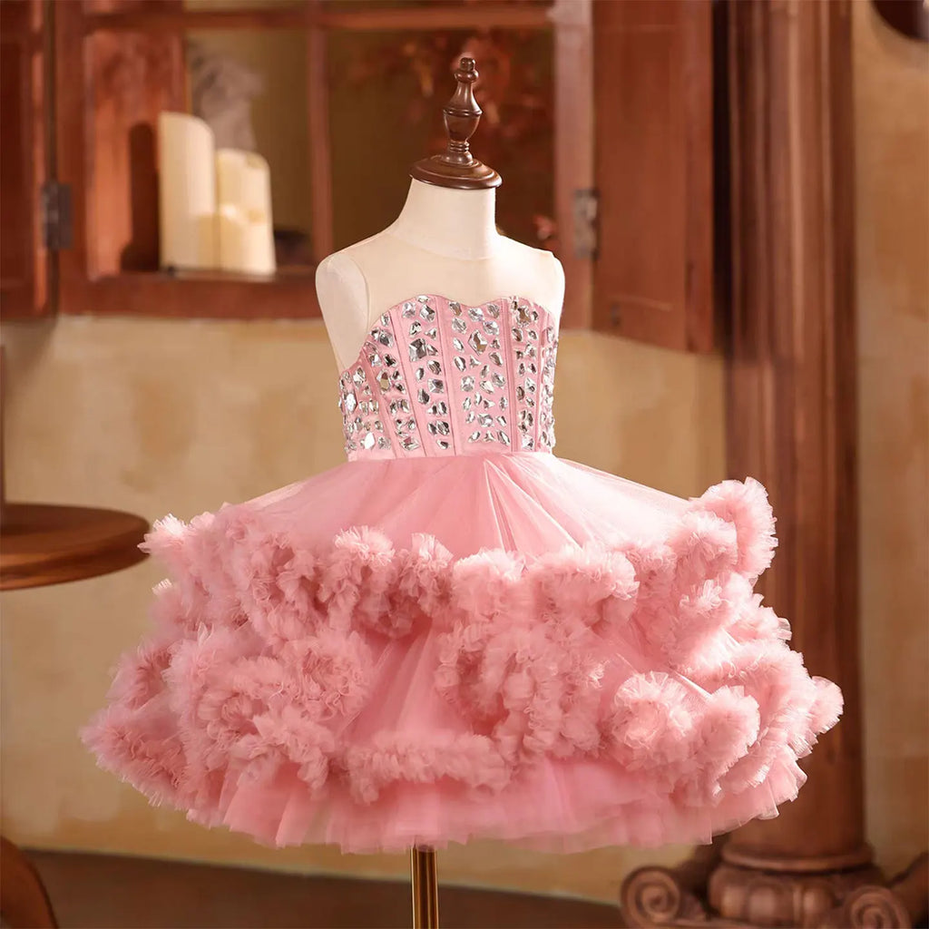 Dreamy Vow D218 Elegant Flower Girl Dress Tiered Beaded Princess Kids Fomal Gown for Wedding Birthday Festival Party Pageant