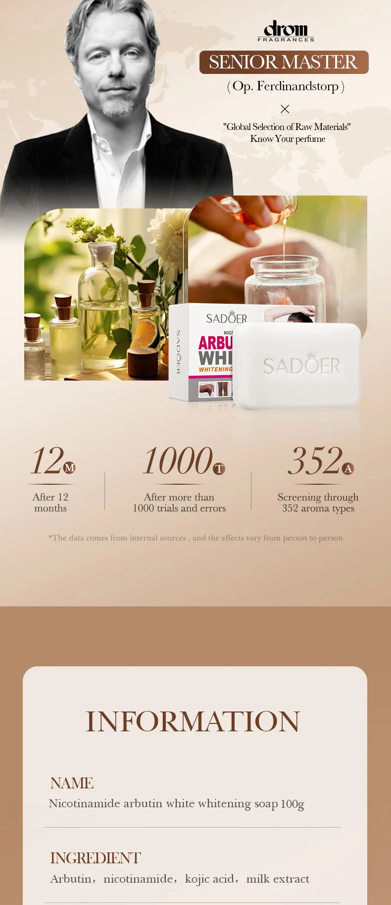 SADOER Niacinamide Arbutin Facial Soap - Moisturizing Brightening Bar