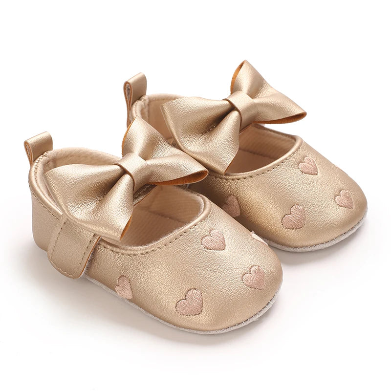 Baby Girls' First Walker Dress Shoes - Soft Sole Bow Knot Heart