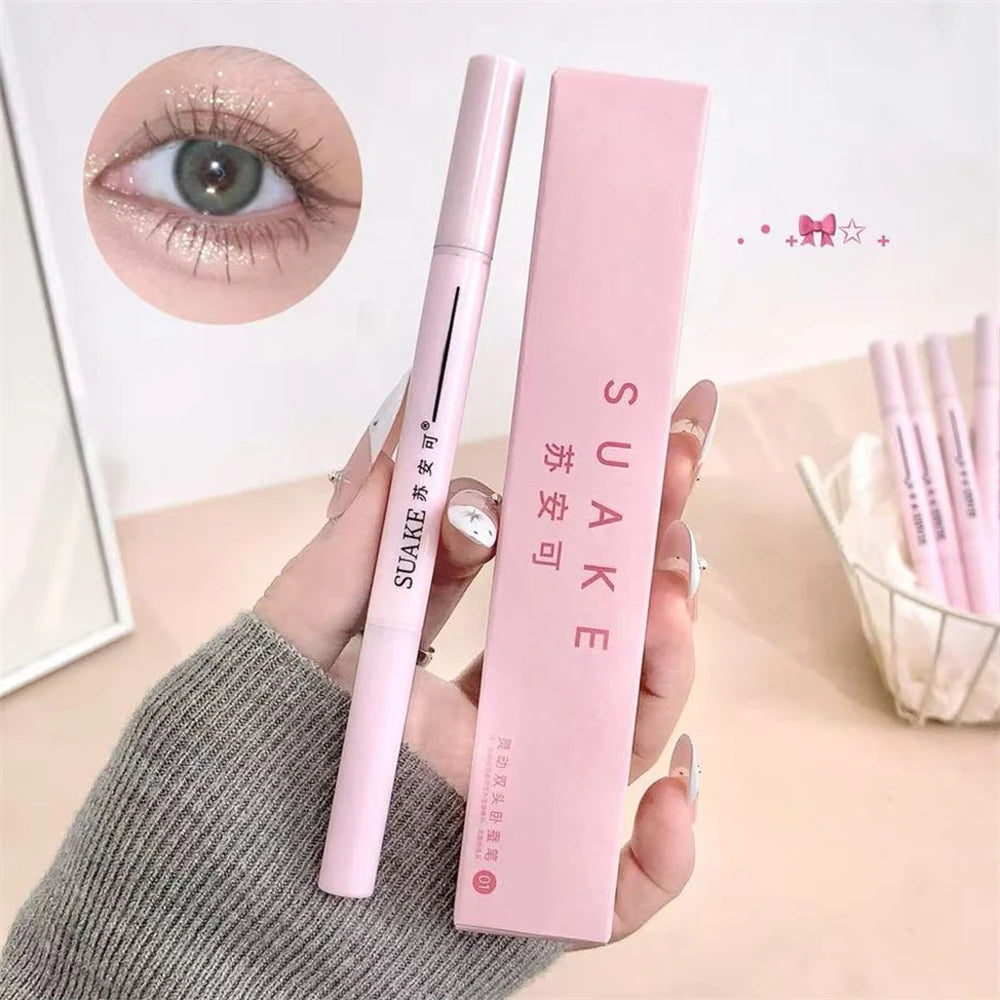 Dual End Glitter Matte Aegyosal Pen Brightening Highlight & Shadow Stick Eye Makeup Lying Silkworm Eyeliner Gel Pencil 애교살 펜