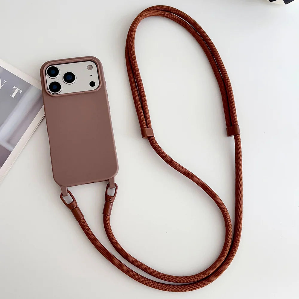 Silicone Crossbody Lanyard Case for iPhone - Shockproof Soft Cover