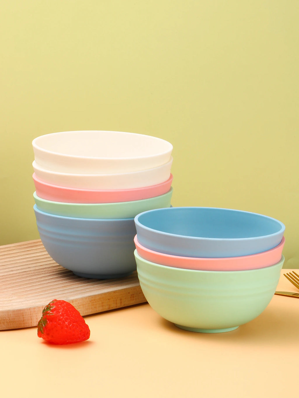 Reusable Plastic Bowls - Set of 8 Eco-Friendly Kitchen Bowls