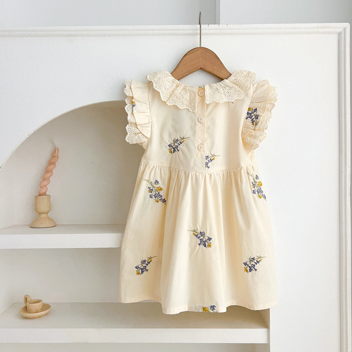 1-6Yrs Summer Girls Dress Baby Clothes Fashion Smocking Stitch Girls Dress Puff Sleeve Floral Cotton Baby Girls Princess Dresses