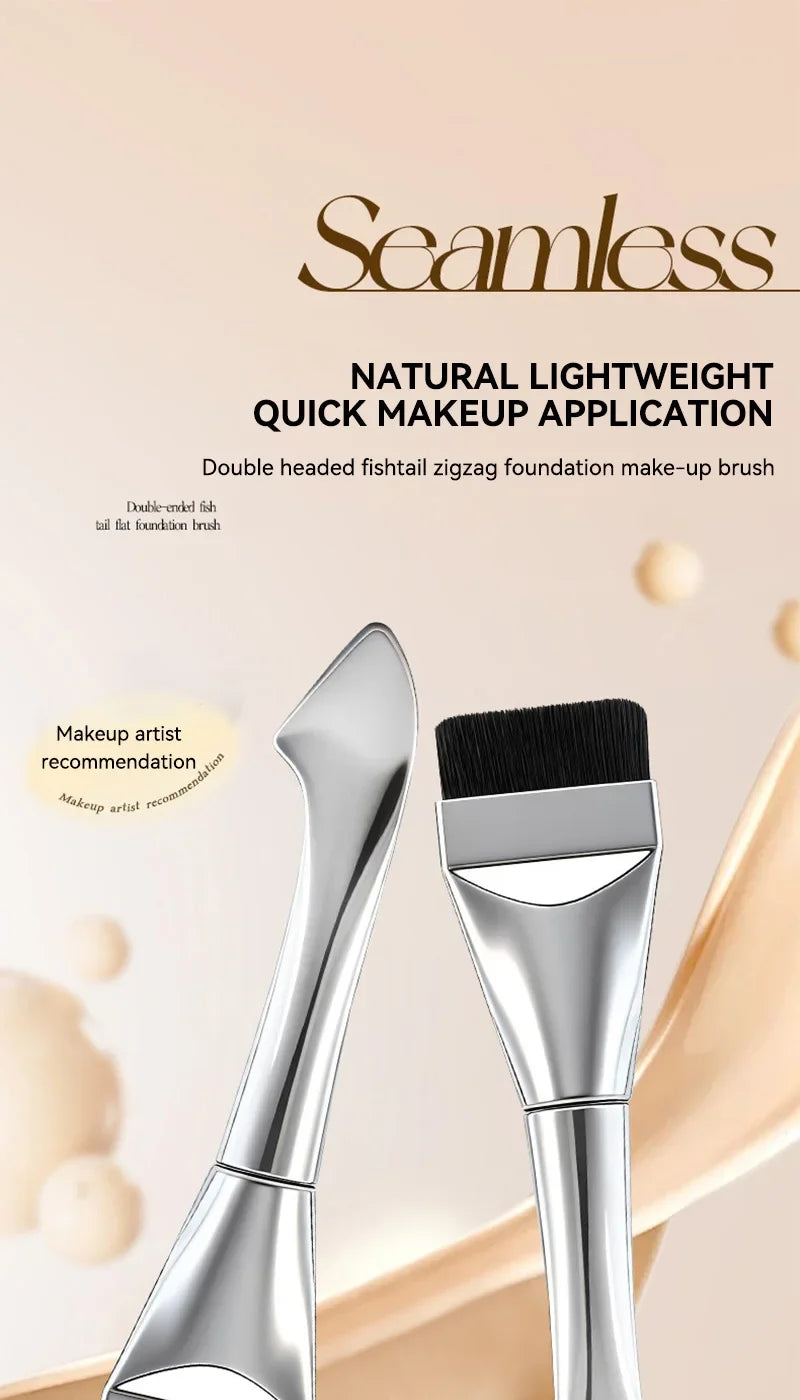 GECOMO two-headed one-word foundation brush, no foundation, no trace light mask brush, fast powder on makeup, beauty tools