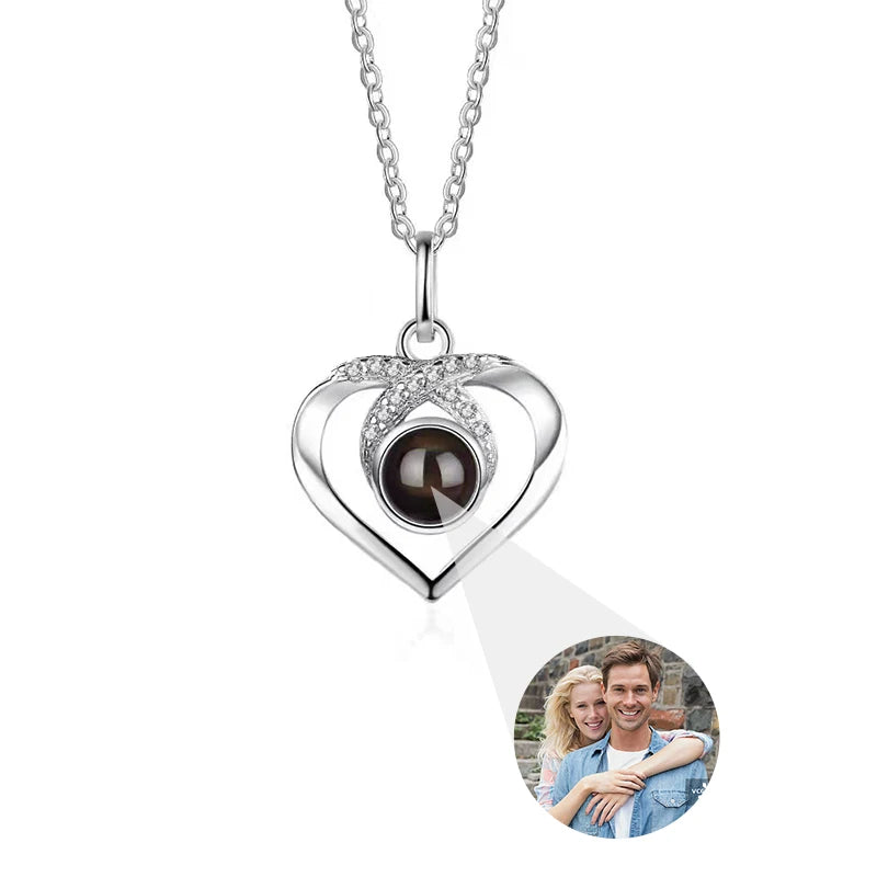 Custom Photo Projection Necklace With I Love You In 100 Languages Personalized Gift For Women