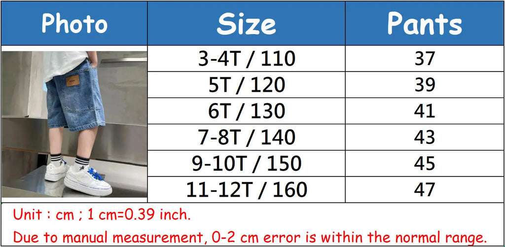 New Boys Summer Fashion Denim Shorts Kids Casual Loose Thin Knee-Length Trousers 3-12 Years Teenager Outdoor Five-point Pants