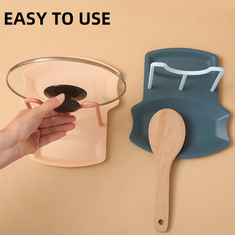 Organizador de cocina, soporte para tapas de ollas, estante para secar sartenes, soporte de encimera sin perforaciones para cucharas, accesorios para el hogar