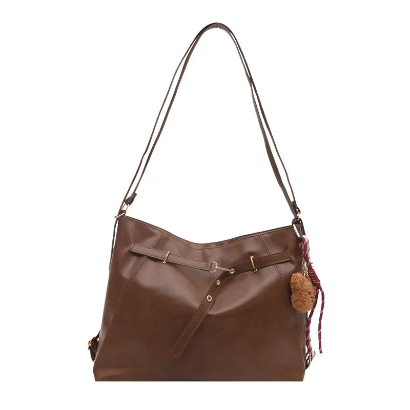 Vintage Large Capacity Women's Shoulder Bag Fashion Backpacks Pu Leather Ladies Crossbody Bag Female Commuter Tote Handbags