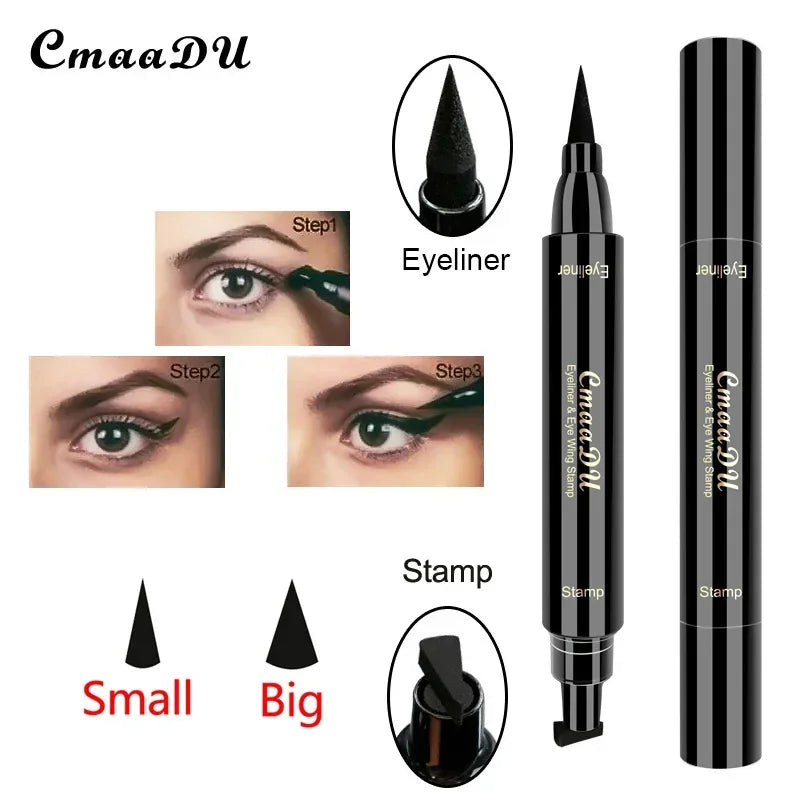 1pcs Big Double-headed seal eyeliner Waterproof and quick-drying black liquid eyeliner small lash glue pen Eye makeup cosmetic