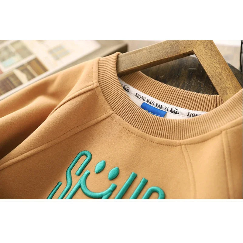 4-12 Years Teen Boys Shrit Spring Autumn Solid Letter Sweatshirt For Kids Handsome Children Sports Casual Pullove