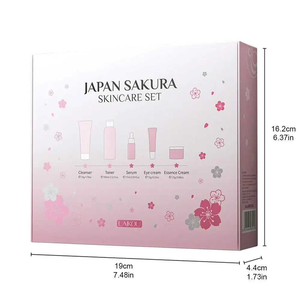 LAIKOU Sakura Skin Care Set - Facial Cleanser, Toner, Serum, Cream