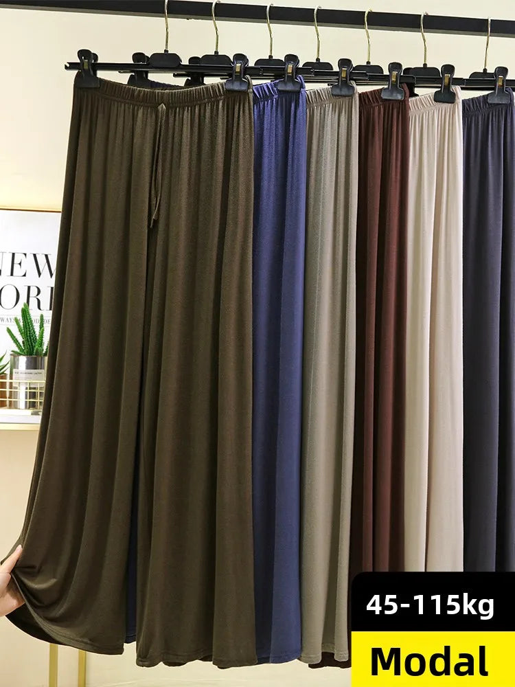 Women's Modal Wide-Leg High-Waisted Lounge Pants - Casual Summer