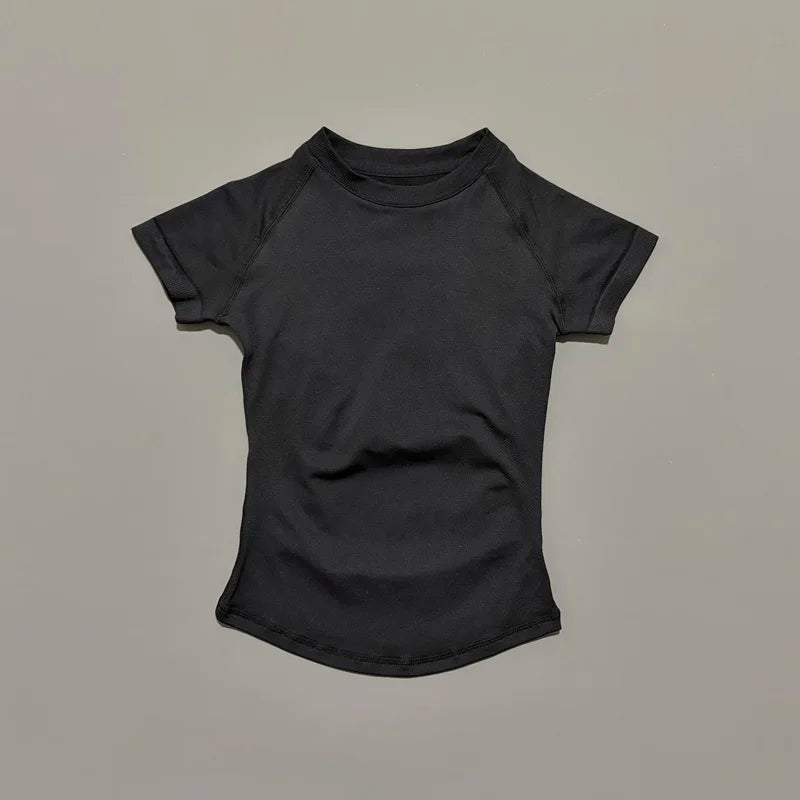 Short Sleeve Seamless Yoga Top Women Quick Dry Breathable Slim Fit Workout Gym Running Fitted Sports T-Shirt Activewear