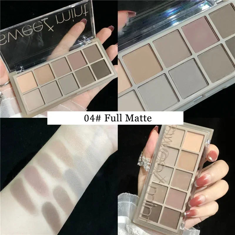 10-Color Eyeshadow Palette - Glitter Shimmer Matte Waterproof