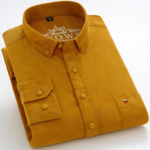 Corduroy Shirt For Men 100 Percent Cotton Long Sleeve Regular Fit Office Ready With Pocket Premium Casual