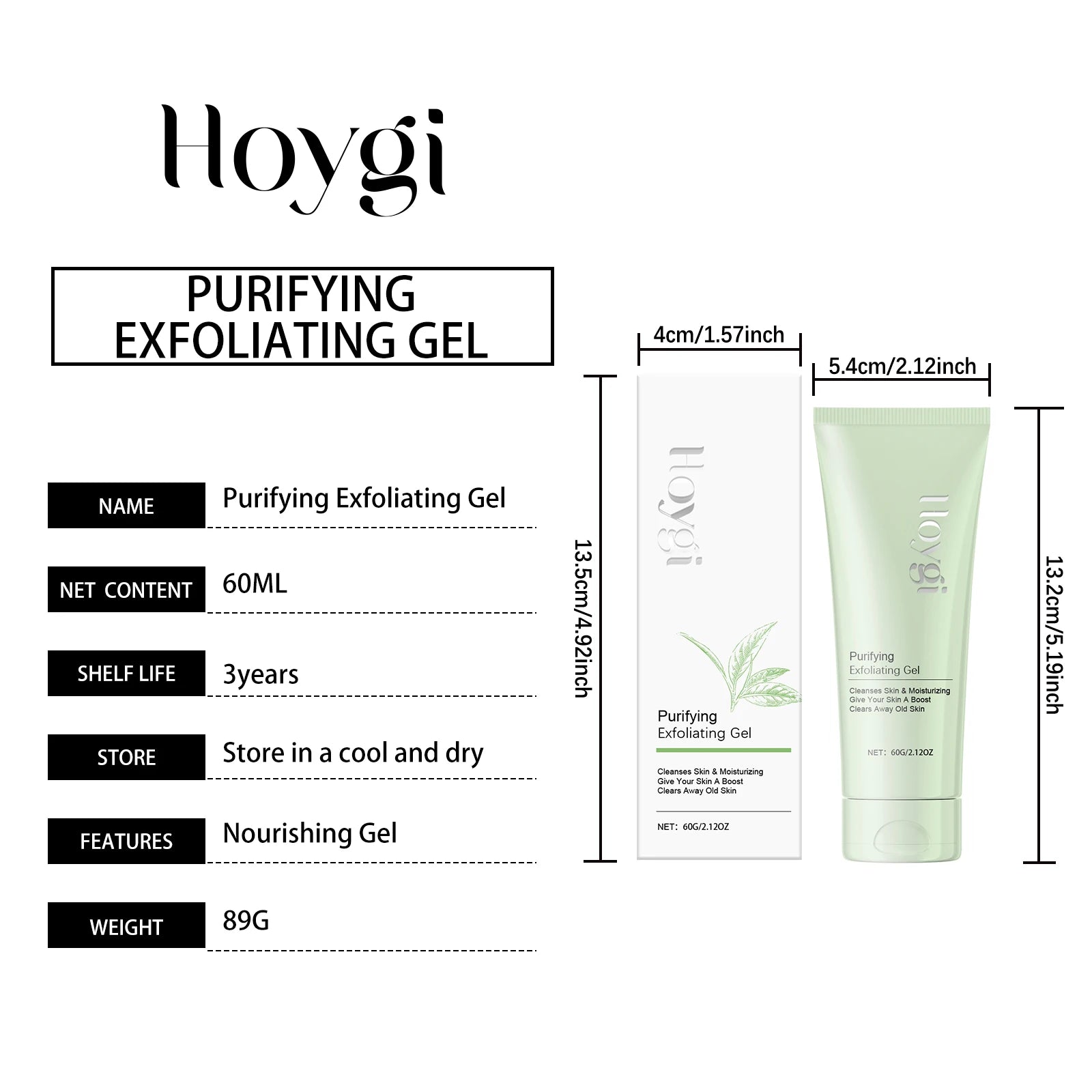 Hoygi Purifying Exfoliating Gel Remove Dead Skin Shrink Pores Oil Control Remove Blackheads Nourishing Face Exfoliating Gel 60g
