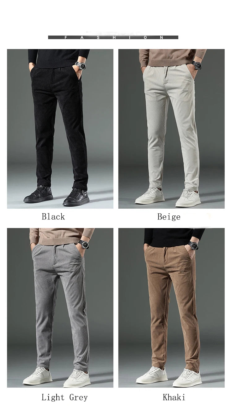 Autumn and Winter Men's Corduroy Trousers New Men's Clothing Stretch Slim Fit Casual Pants Fashion Mens Business Work Pants