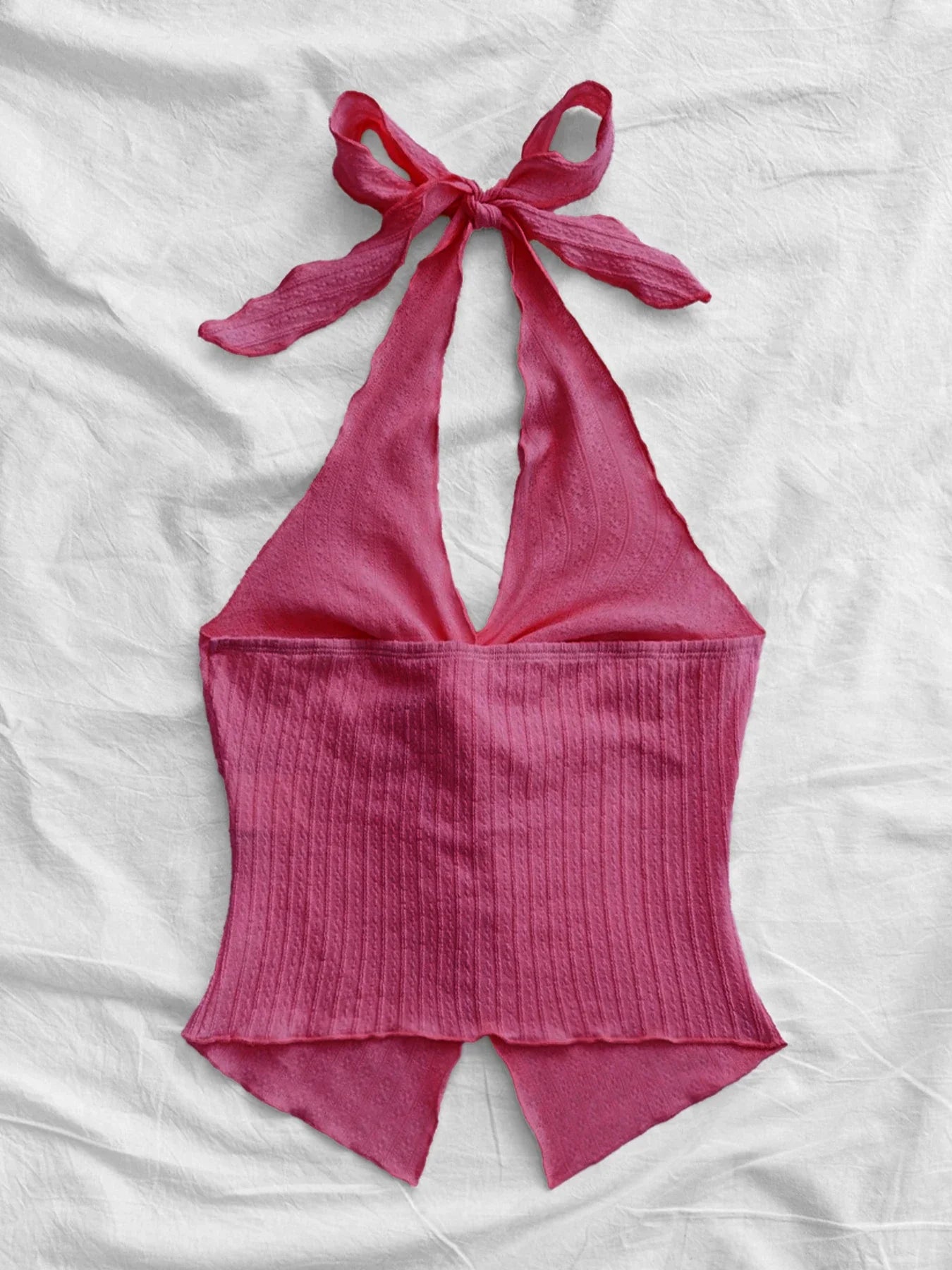 Sexy V-neck Halter Neck Crop Top for Women Summer Sleeveless Solid Split Backless Top Y2K Clothes