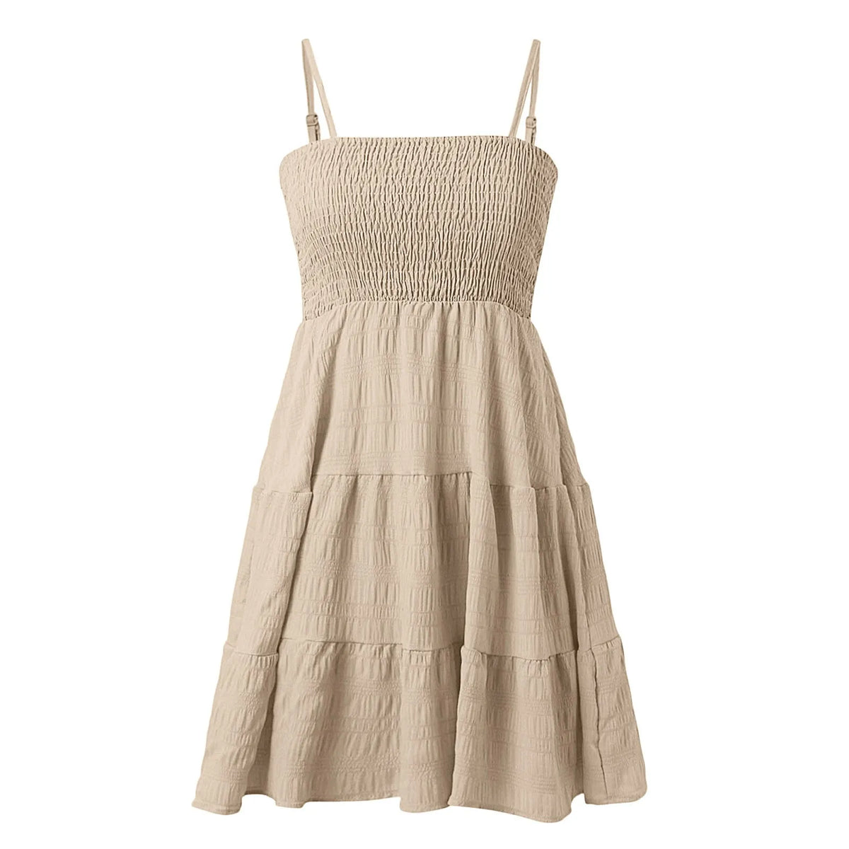 Bohemian Beach Sundress Women Sexy Sleeveless Backless Big Swing Mini Dress Solid Spaghetti Strap Ruffles Dresses Vestidos