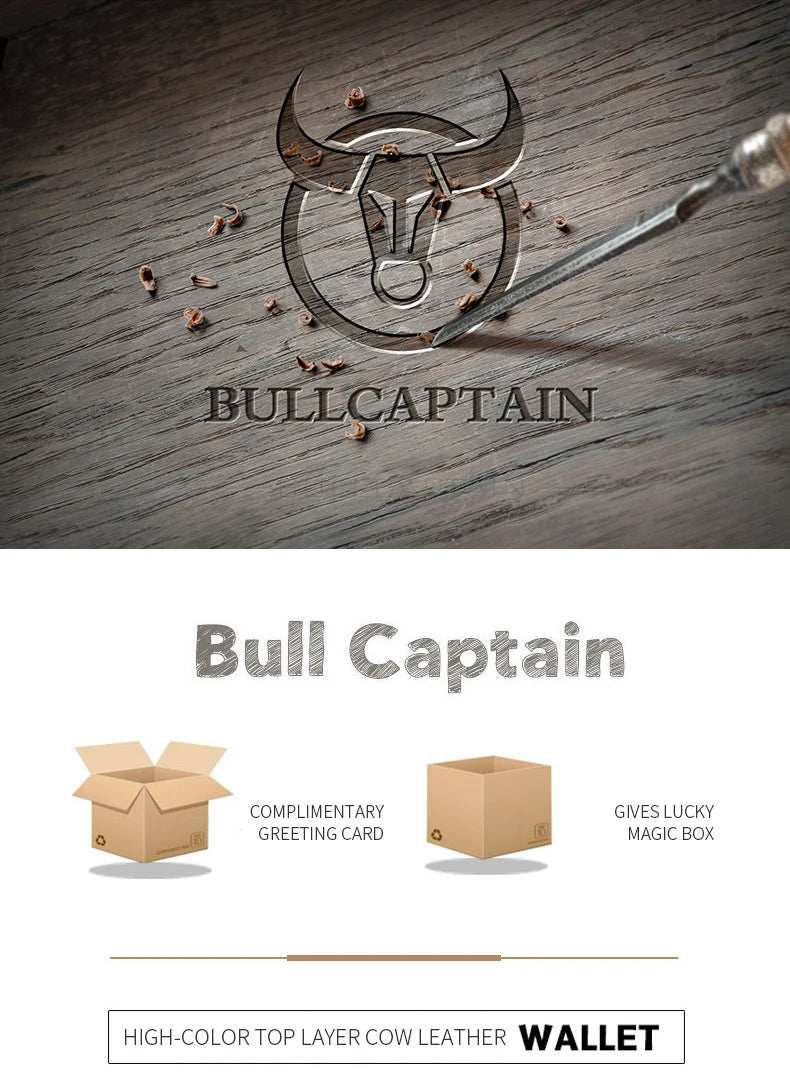 BULLCAPTAIN Authentic Leather Men's Wallet Short Purse Small Retro Wallet Brand High RFID New Short Wallet