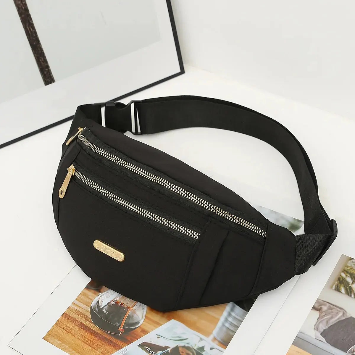 AEROCANDY Unisex Nylon Waist Bag - Multi-Layer Crossbody Fanny Pack