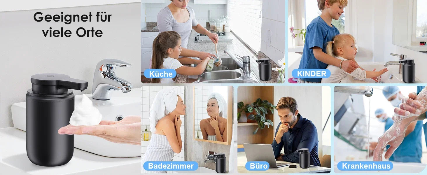 LAOPAO Foam Soap Dispenser Set IPX5 Waterproof USB-C Charging with Sensor Infrared Motion Sensor for Kitchen and Bathroom
