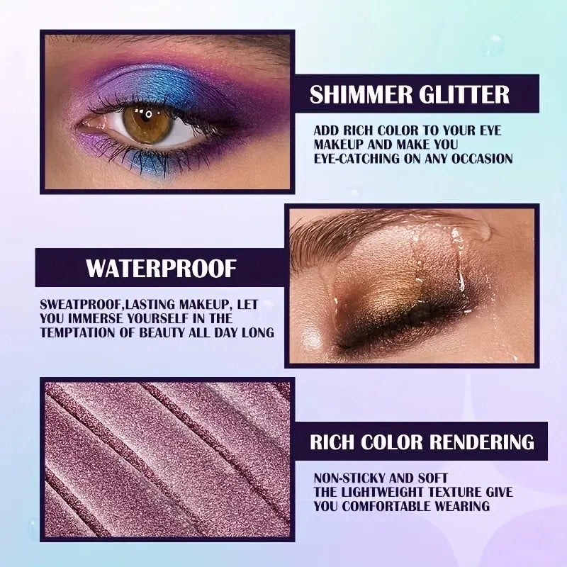 13-Shade Waterproof Liquid Eyeshadow Palette - High Shine Long-Lasting & Smudge-Proof Makeup Set For Glamourous Looks Glitter