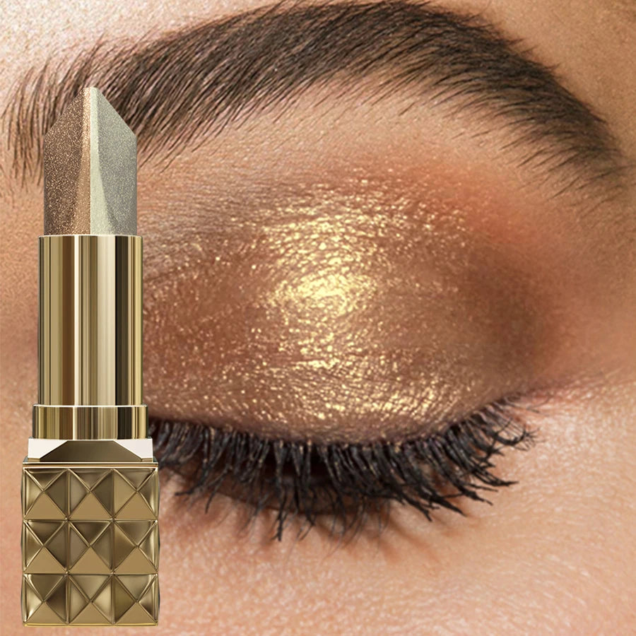 Two Color Eye Shadow Stick Shimmer Glitter Brown Color Dimensional Natural Without Taking Off Makeup Eye Cosmetic For Women'S