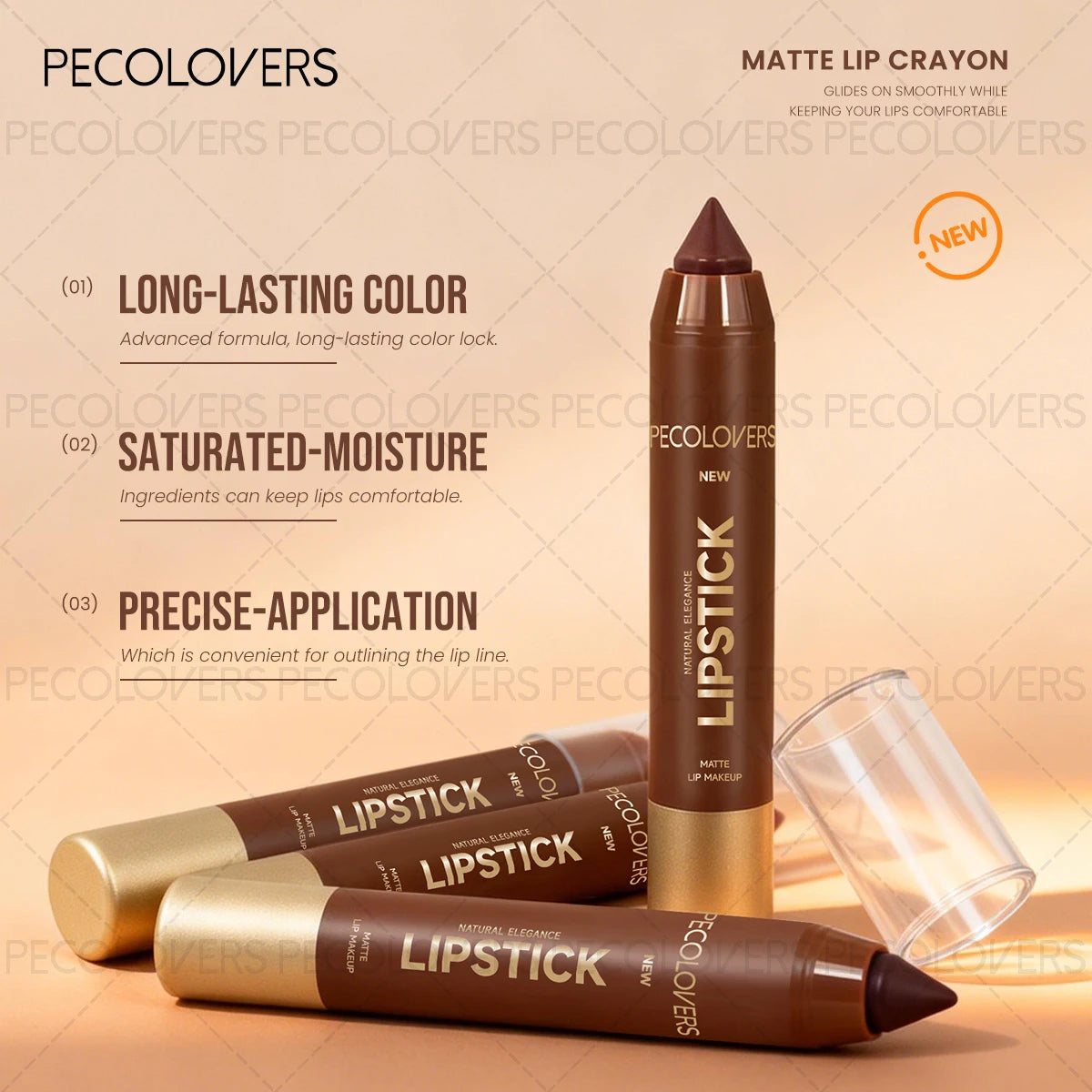 PECOLOVERS 12-Piece Matte Lip Liner and Lipstick Set - Waterproof