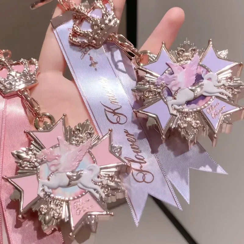 Flower Knows Knight Unicorn The Keychains Under-eye Puffiness Sleeping Silkworm Powder Long-Lasting Brightening Makeup Pendant
