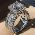 Exquisite Fashion Silver Color Engagement Rings For Women'S Fashion White Zircon Stones Ring Anniversary Bridal Wedding Jewelry