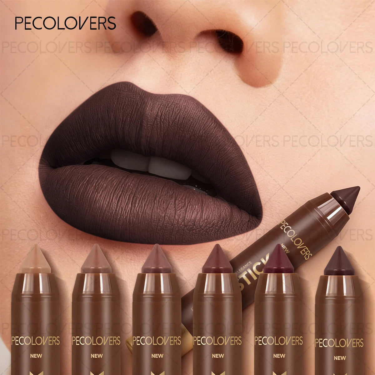 PECOLOVERS 12-Piece Matte Lip Liner and Lipstick Set - Waterproof