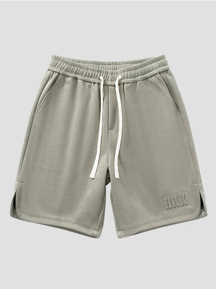 Summer Men'S Sport Shorts Knee-Length Straight Loose Short Pants Streetwear Drawstring Knitted Sweat Casual Shorts Big Size 8Xl
