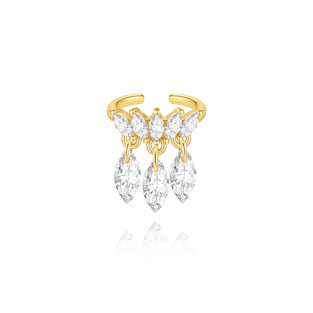 Roxi 925 Sterling Silver Zircon Double Layer Clip Earrings Women'S Ins Trend 1Piece No Piercing Earring Jewelry Pendientes