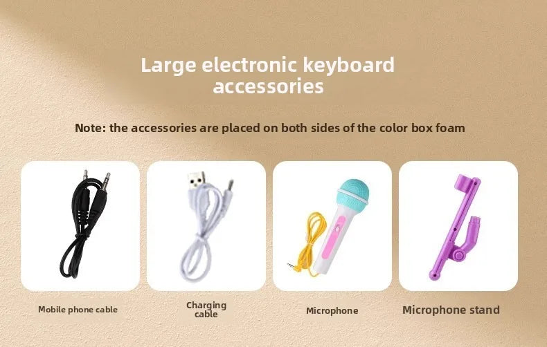 24 Key Kids Piano Keyboard with Microphone Electronic Musical Instrument Interactive Learning Toy Educational Gift for Girls Boy