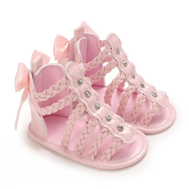 Spring and Summer High-Top Breathable Sandals for Baby Girls 0-12 Months Soft-Soled Toddler Shoes