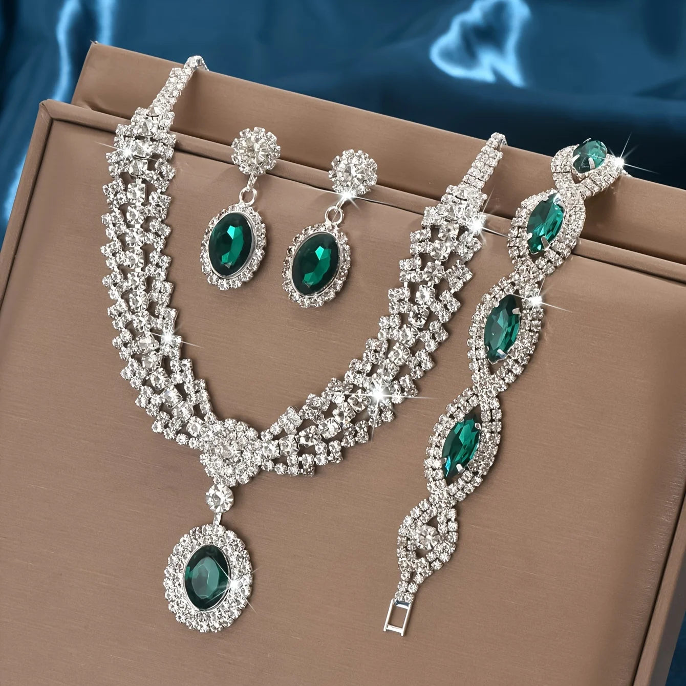 Bridal Jewelry Set Necklace And Earrings With Sparkling Rhinestones For Brides On Your Wedding Day
