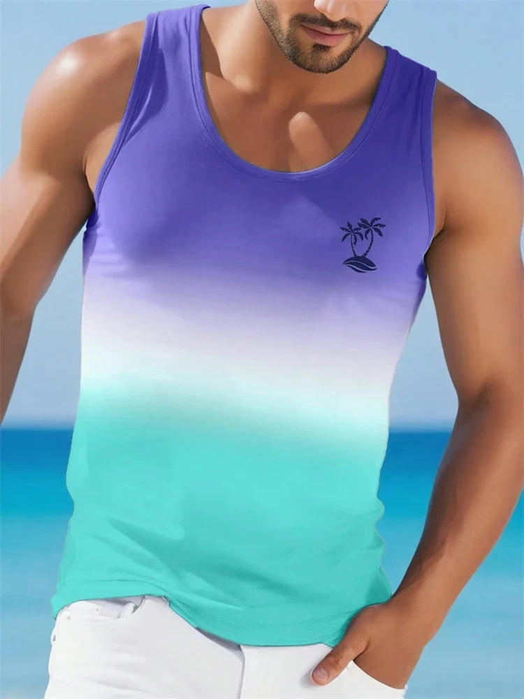 Men's Hawaiian Tank Top Sleeveless Quick-Drying Beach Shirt