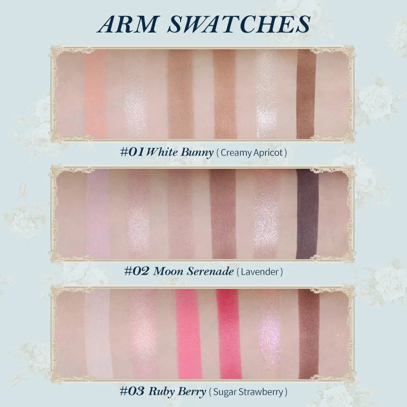 Flower Knows Makeup Bunny Garden Eyeshadows Collection 6-Color Long Lasting Makeup Natural Nudes Waterproof Eye Shadows Palette