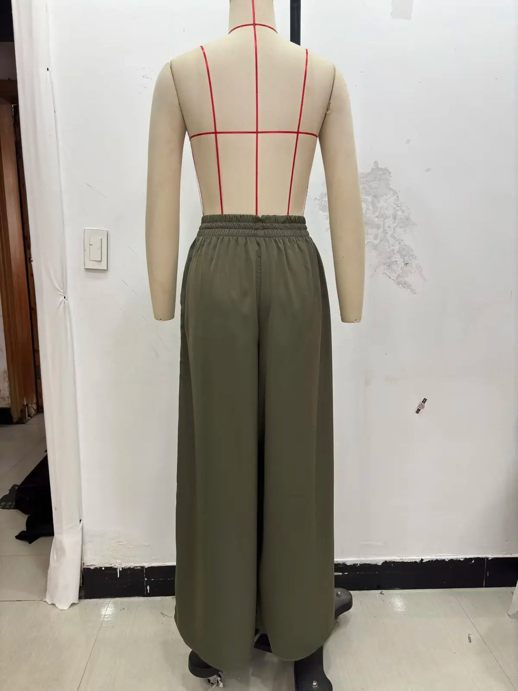 KONDALA Women's Wide Leg Pants - Casual Elastic Waist Trousers Pink