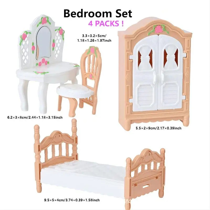 Hot Sale 31 Items / Lot Miniature Dollhouse Furniture Kitchen Sofa Table TV Bed Living Room Bathroom Set For Dolls Best DIY Gift