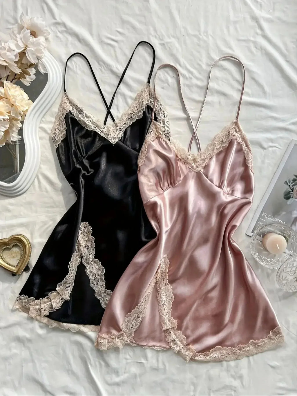 Two-piece lace patchwork women's Nightdress sexy and comfortable pajama set for women