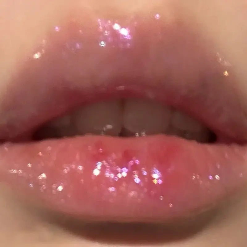 Multichrome Diamond Shimmer Lip Gloss Clear Glitter Metallic Pink Blue Orange Lip Stain Mirror-Shine Gloss 3D Sparkling Lips
