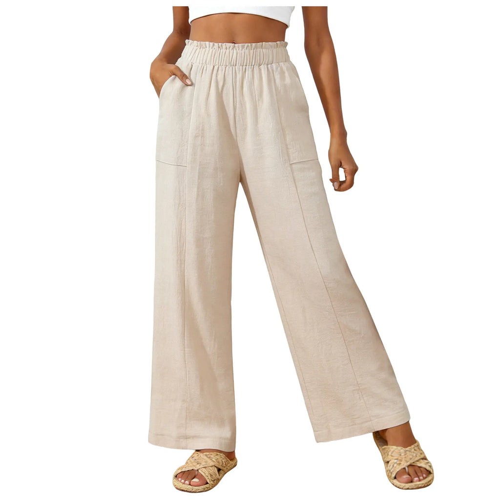 Women's Wide Leg Pants High Waist Loose Casual Trousers with Pockets